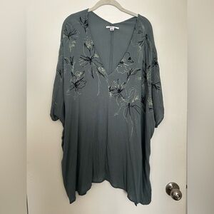 O'Neill Slate Green Floral V-Neck Swim Coverup